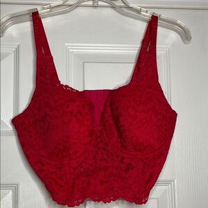 Red Lace Corset Bra by Body By Victoria 38D